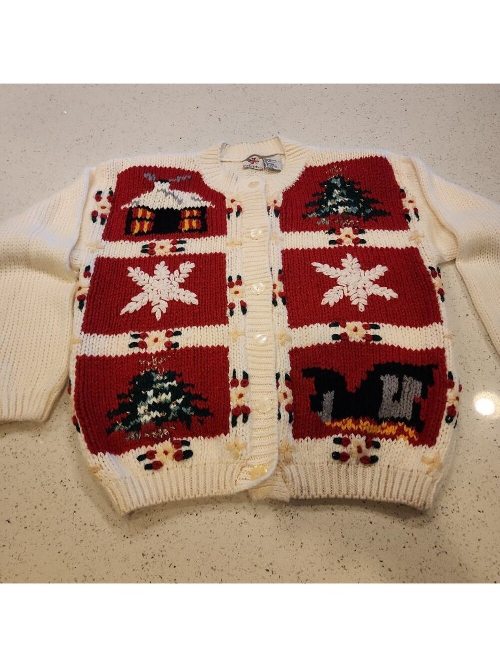 Vintage christmas holiday sweater womens medium button down nutcracker